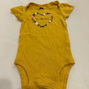 Carter’s Yellow Baby Onesie with Floral Heart Design